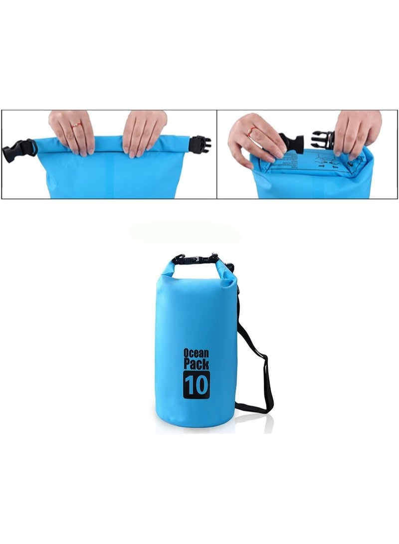 أوشن باك حقيبة جافة مقاومة للماء من مادة PVC، سعة 10 لتر، قابلة للطي، مناسبة للغوص والتخزين، للرجال والنساء، وللشاطئ والسباحة، وللرحلات النهرية والبحرية، مع حزام كتف، مثالية للتجديف، والشاطئ، وركوب القوارب، والمشي لمسافات طويلة، والتخييم، وصيد الأسماك، مقاس 32 × 20 سم - أزرق - Image 5